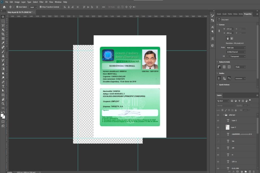 Carte de séjour en Andorre template